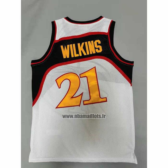 Maillot Atlanta Hawks Dominique Wilkins NO 21 Mitchell & Ness 1986-87 Blanc